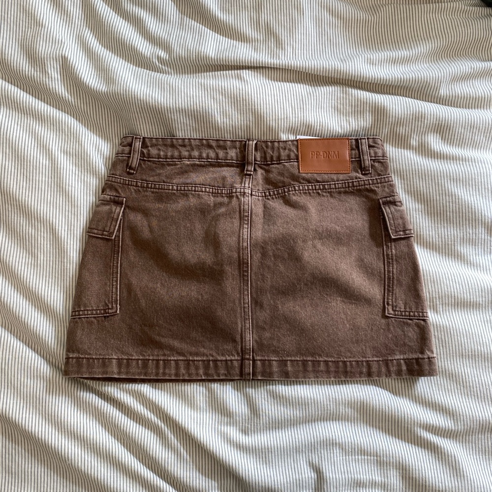Y2K Princess Polly Cargo Brown Denim Mini Skirt - NWT - Picture 2 of 5